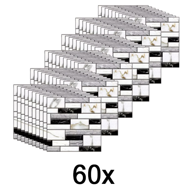 6x 3D nálepky na stenu s mramorovým vzhľadom (10 ks) | MARBLEBLOCKS