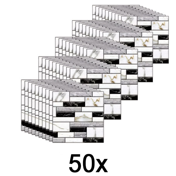 5x 3D nálepky na stenu s mramorovým vzhľadom (10 ks) | MARBLEBLOCKS