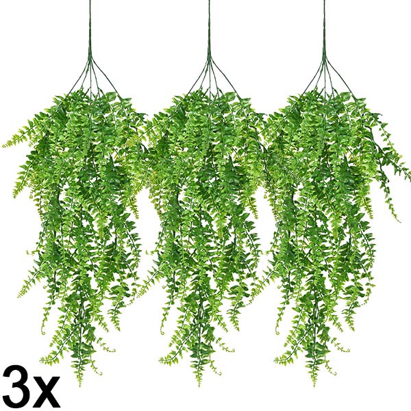 3x Umelá visiaca papraď (80 cm) | FERNY